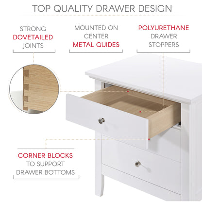 Hammond  3 Drawer Nightstand - White