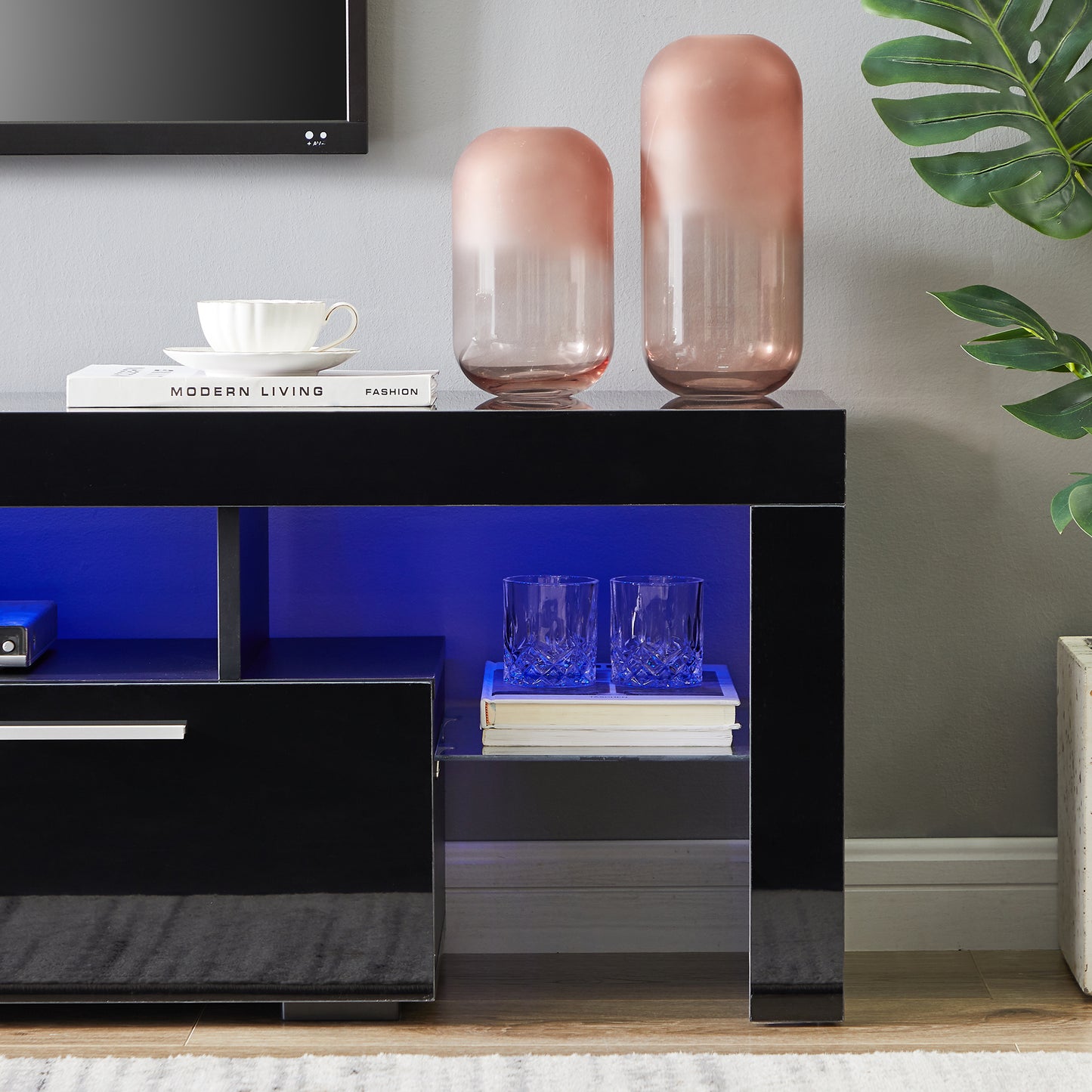 Lacey TV Stand with LED light - Black