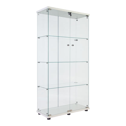 Mega 4 Shelves Glass Display Cabinet - White