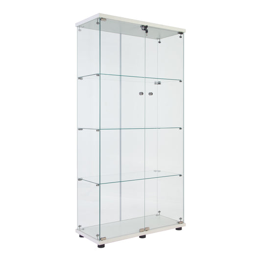 Mega 4 Shelves Glass Display Cabinet - White