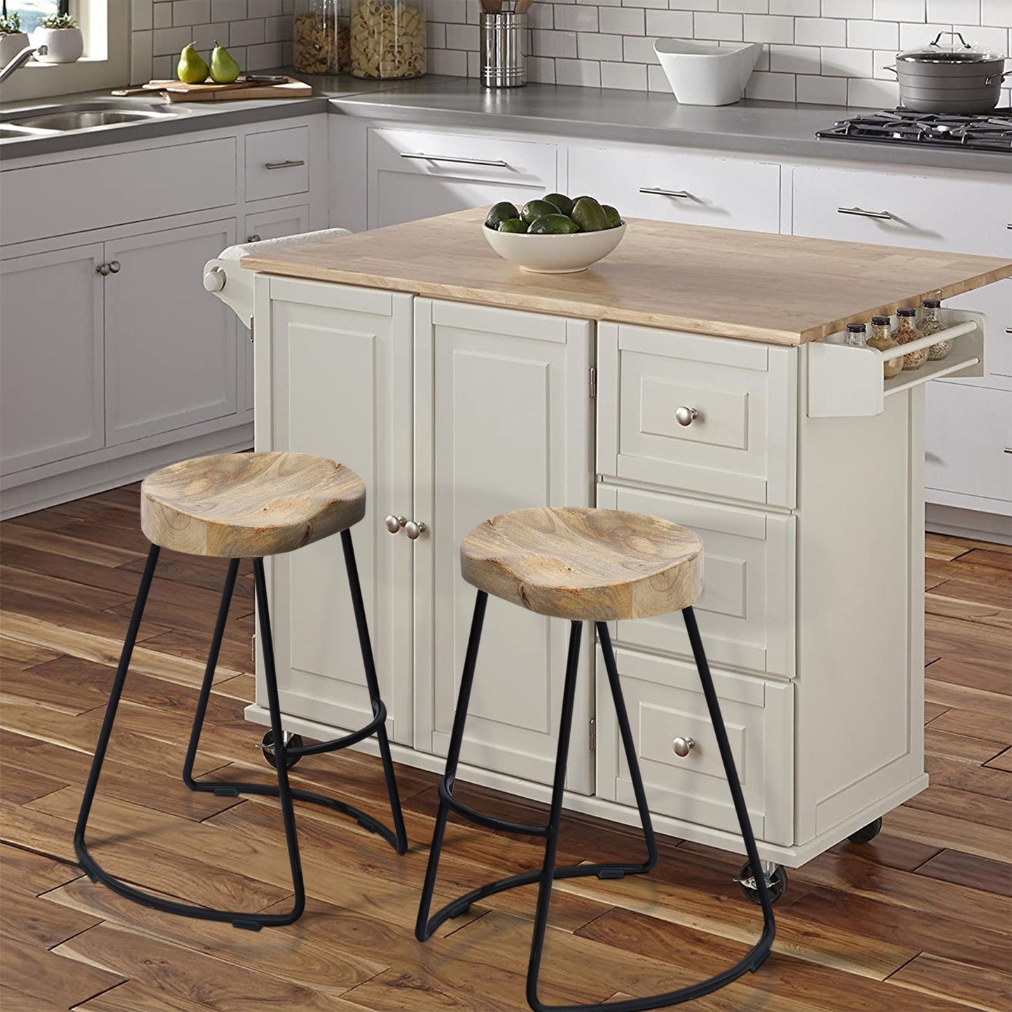 Faye 24 " Wood Industrial Counter Height Stool  - Set of 2