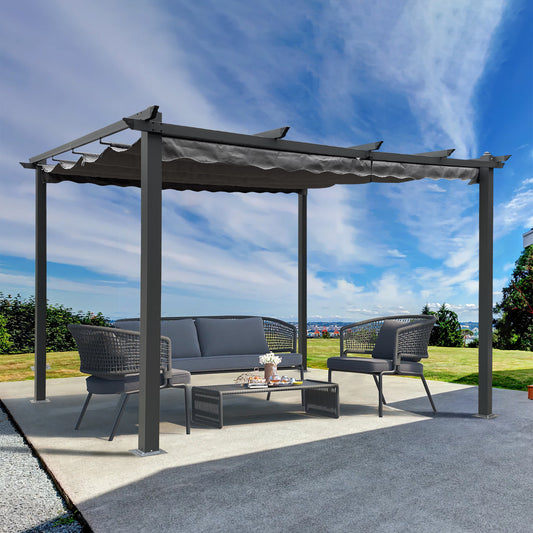 Oscar 13 x 10 ft Outdoor Retractable Pergola - Gray