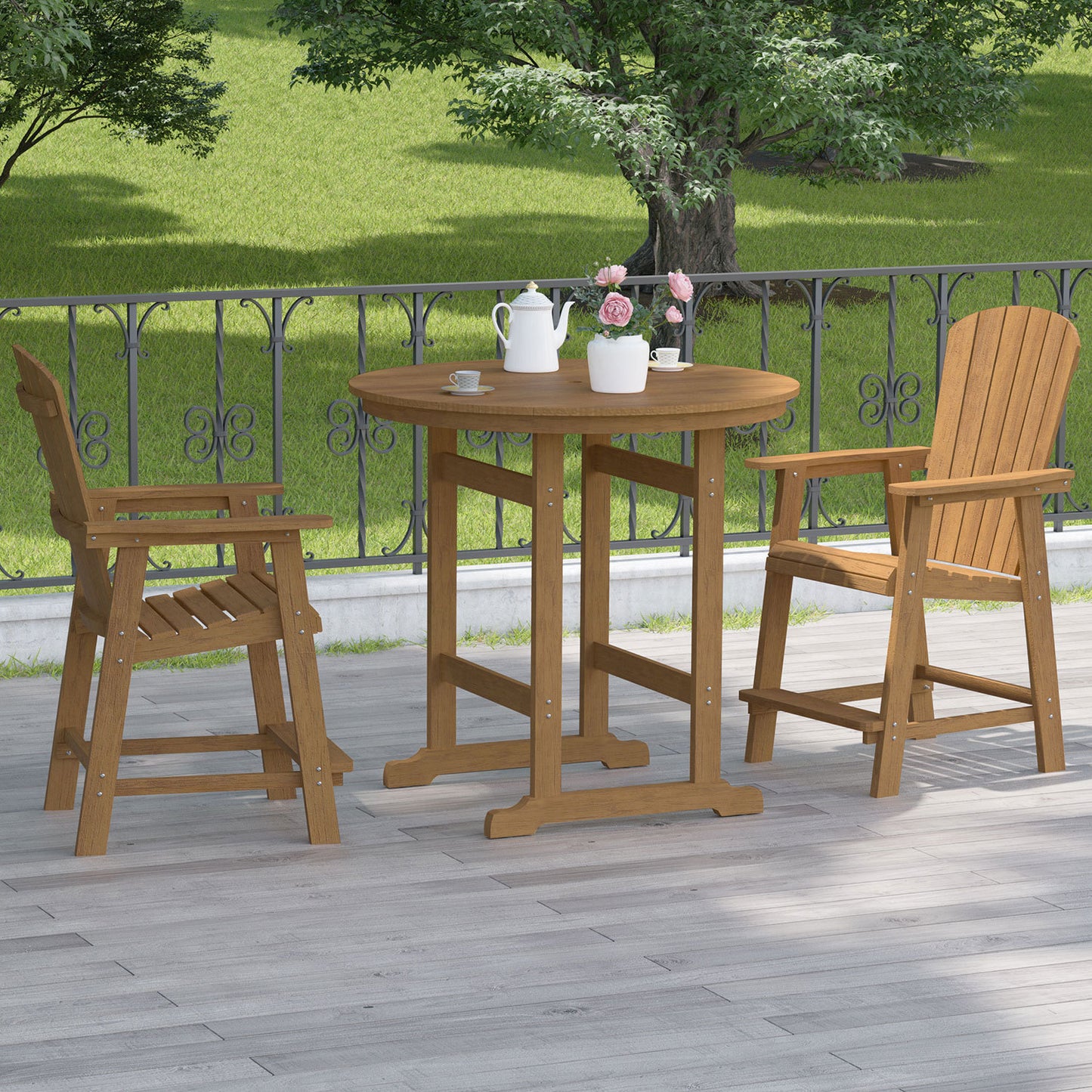 Ken Patio Bar Chair (Set of 2) - Teak