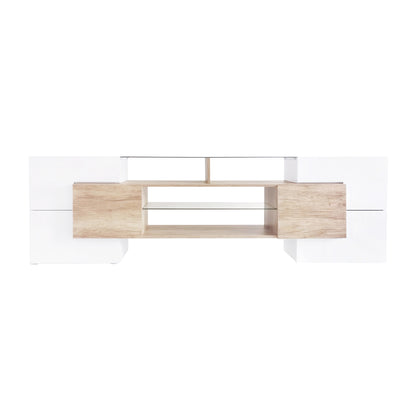 Trax TV Stand with 2 Illuminated Glass Shelves - Wood