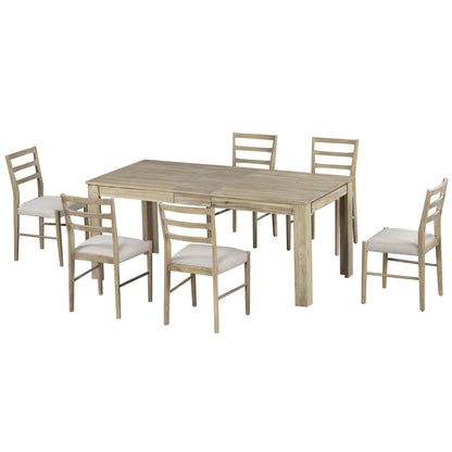 Viola 7pc Dining Set Extendable Table 6x Side Chairs - Natural