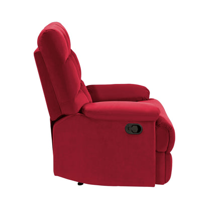 Ora Velvet Upholstery Square Tufted Recliner - Red