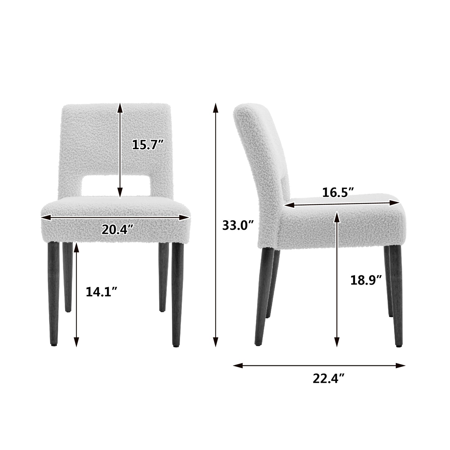 Giordano Dining Chairs with Solid Wood (Set of 2) - Cream