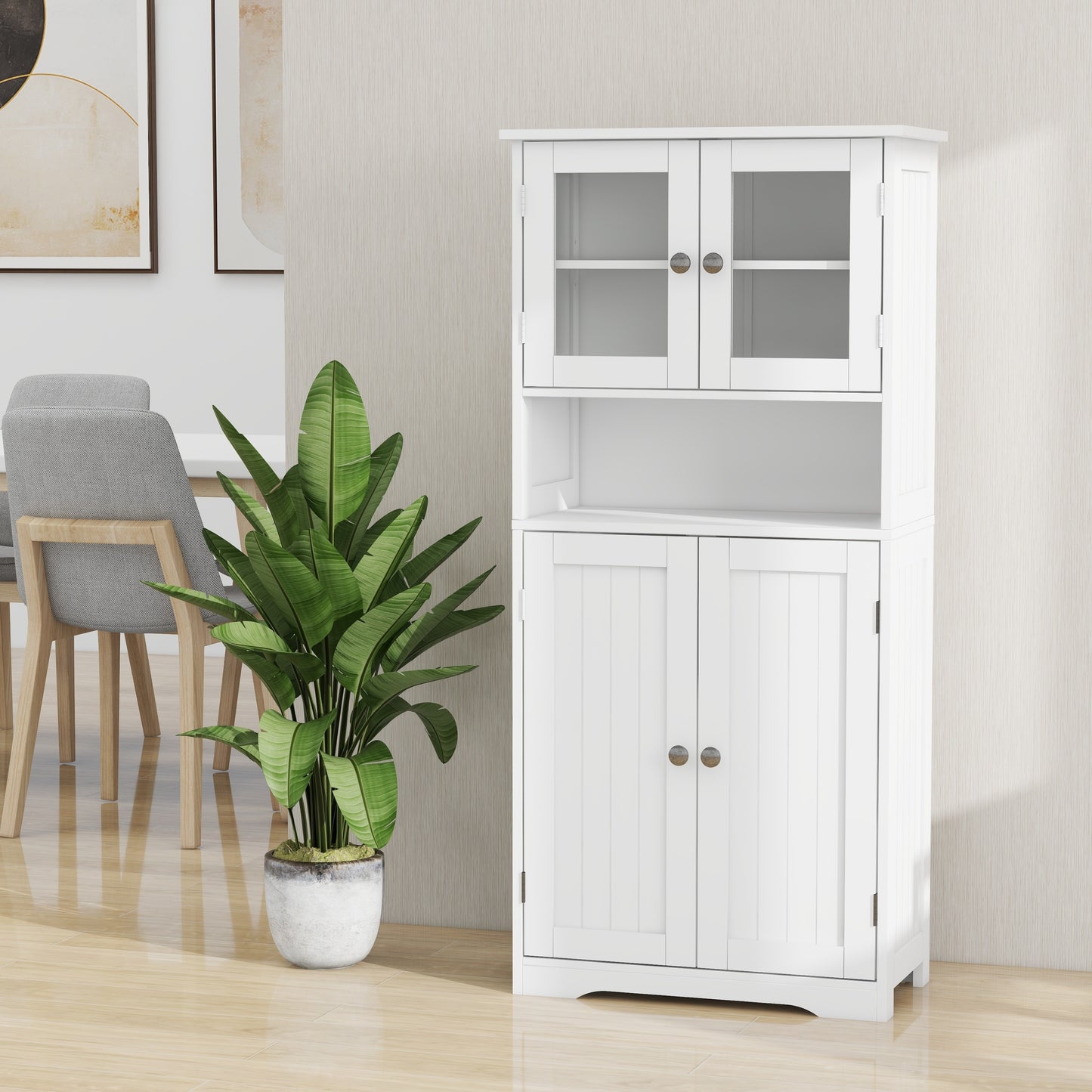 Myra II Storage Cabinet with Glass Doors - White