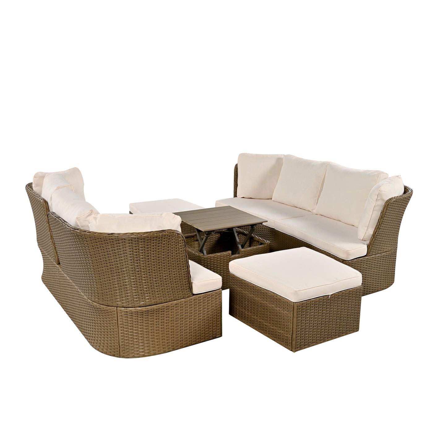 Ranae Customizable Outdoor Patio Wicker Sofa Set - Beige