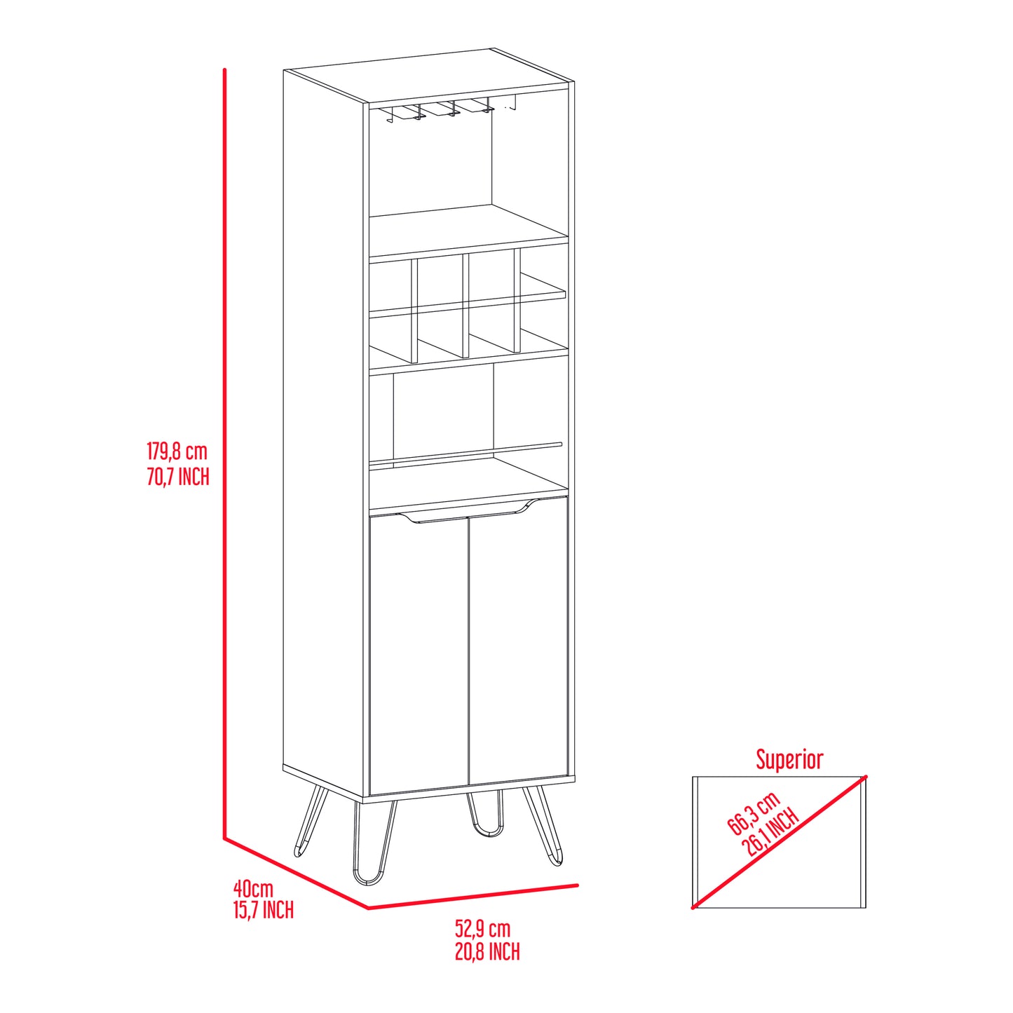 Thorndike 8-Bottle 2-Shelf Bar Cabinet - Black