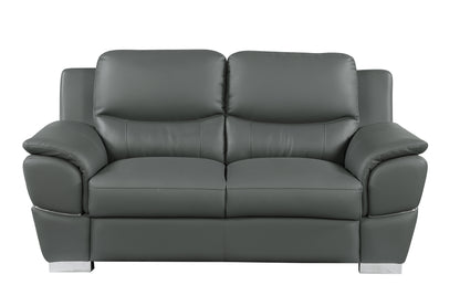 Harvey Genuine Leather Loveseat - Gray