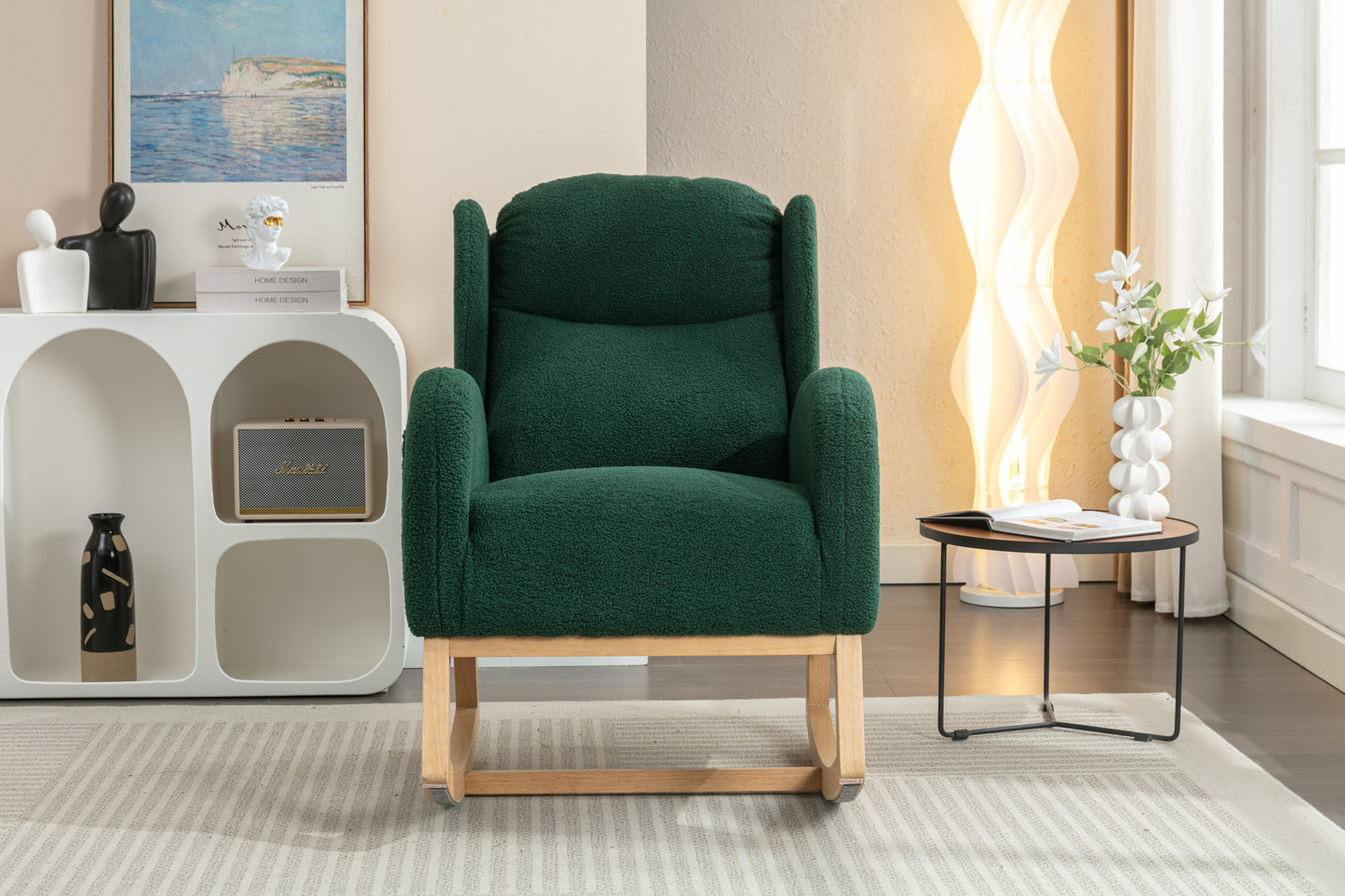 Nadia Teddy Fabric Rocking Chair - Green