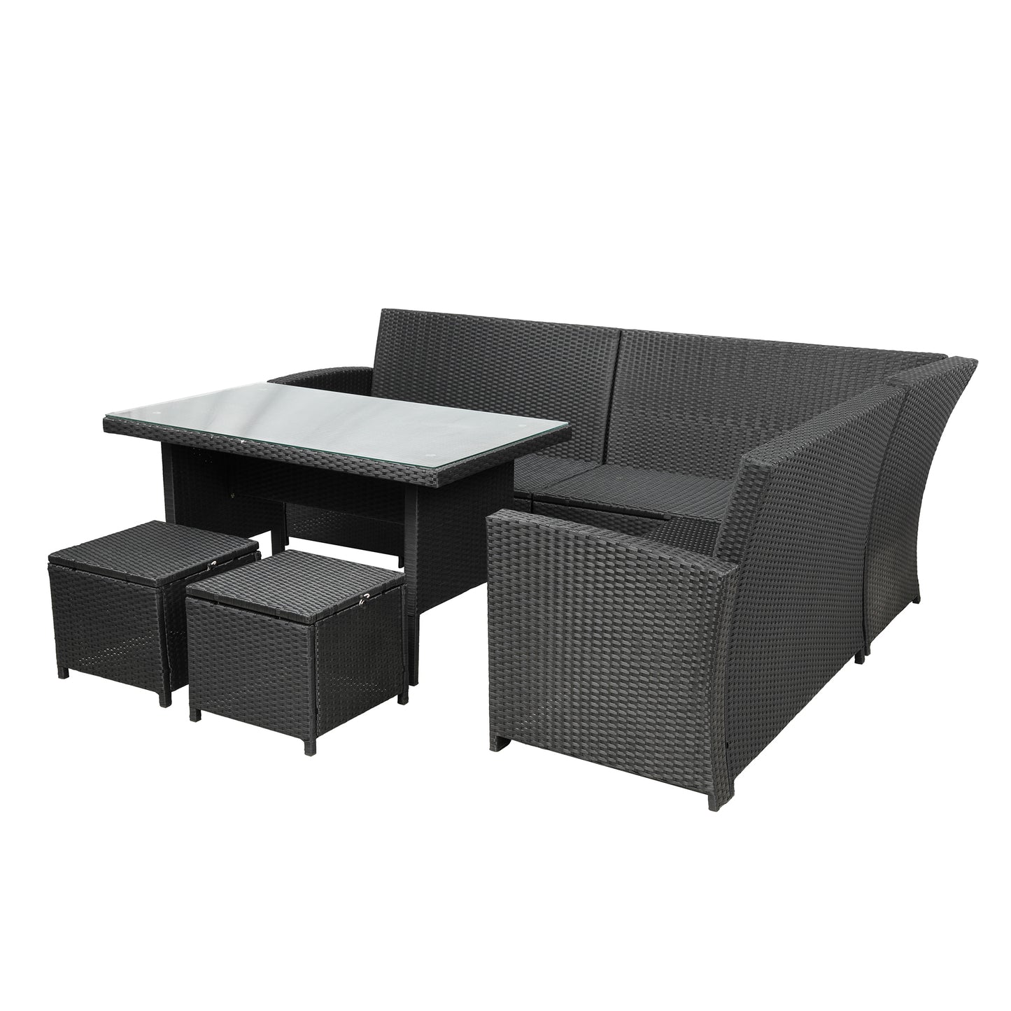 Miles 6 Pc Outdoor Patio Sectional Sofa Set - Black