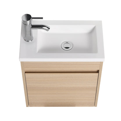 Sirius Wall Mounted Bathroom Vanity With Sink 17 Inch - White Oak