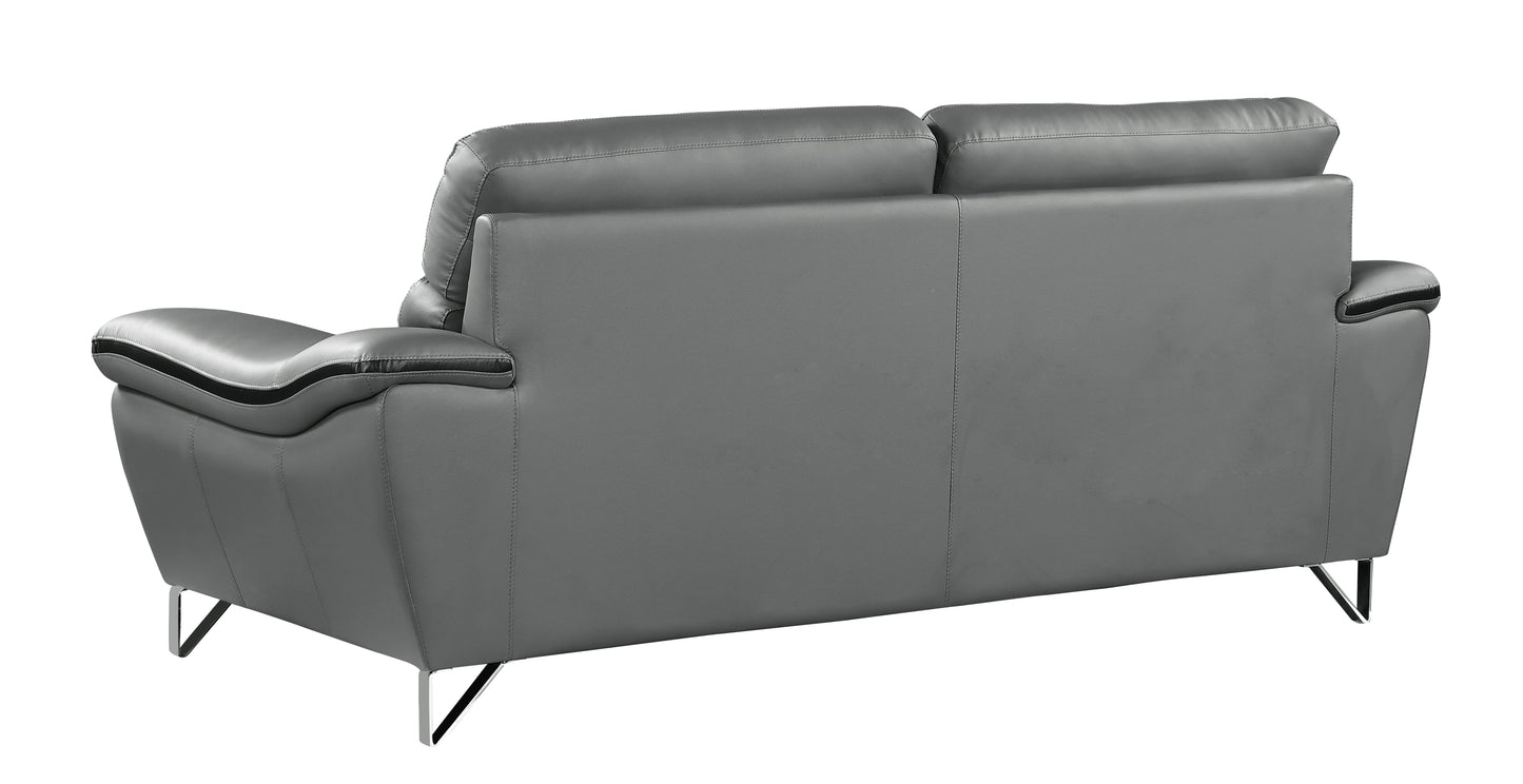 Eden Genuine Leather Loveseat - Gray