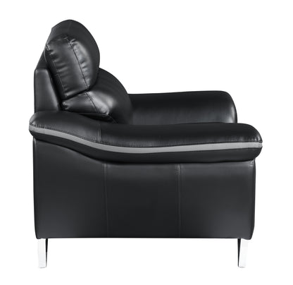 Eden Genuine Leather Loveseat - Black