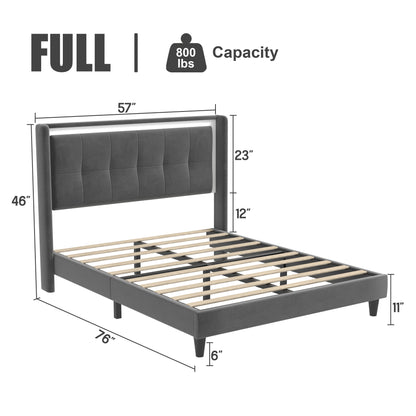 Vito Full Size Platform Bed Frame - Dark Gray