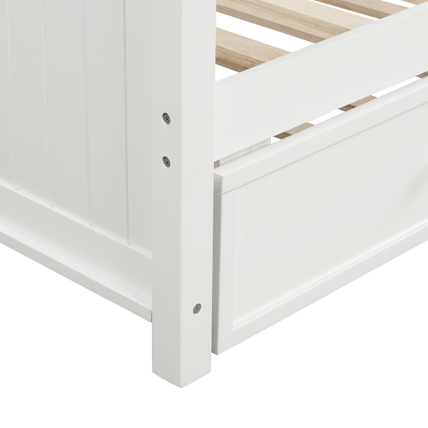 Ommy Twin Size Wooden Daybed with Twin Size Trundle - White