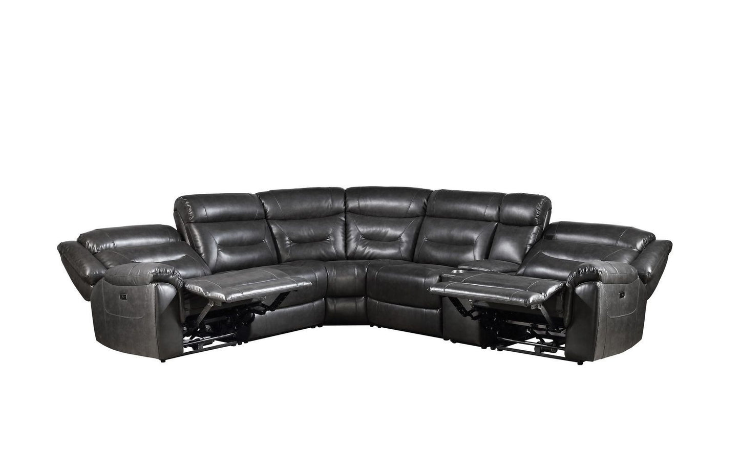 Imogen Leather-Aire Sectional Sofa (Power Motion) - Gray