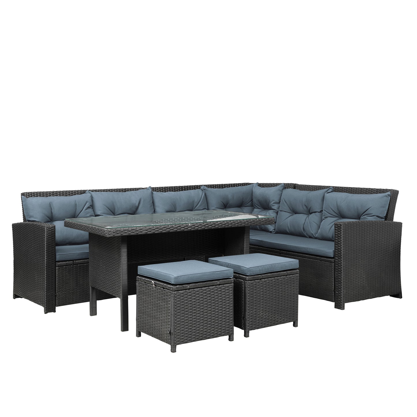 Miles 6 Pc Outdoor Patio Sectional Sofa Set - Black