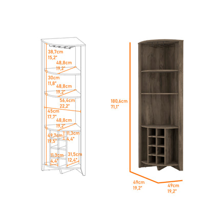 Morgana 8-Bottle 5-Shelf Corner Bar Cabinet - Dark Brown