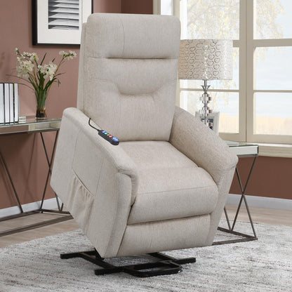 Lennox Power Lift Recliner with Storage Pocket - Beige