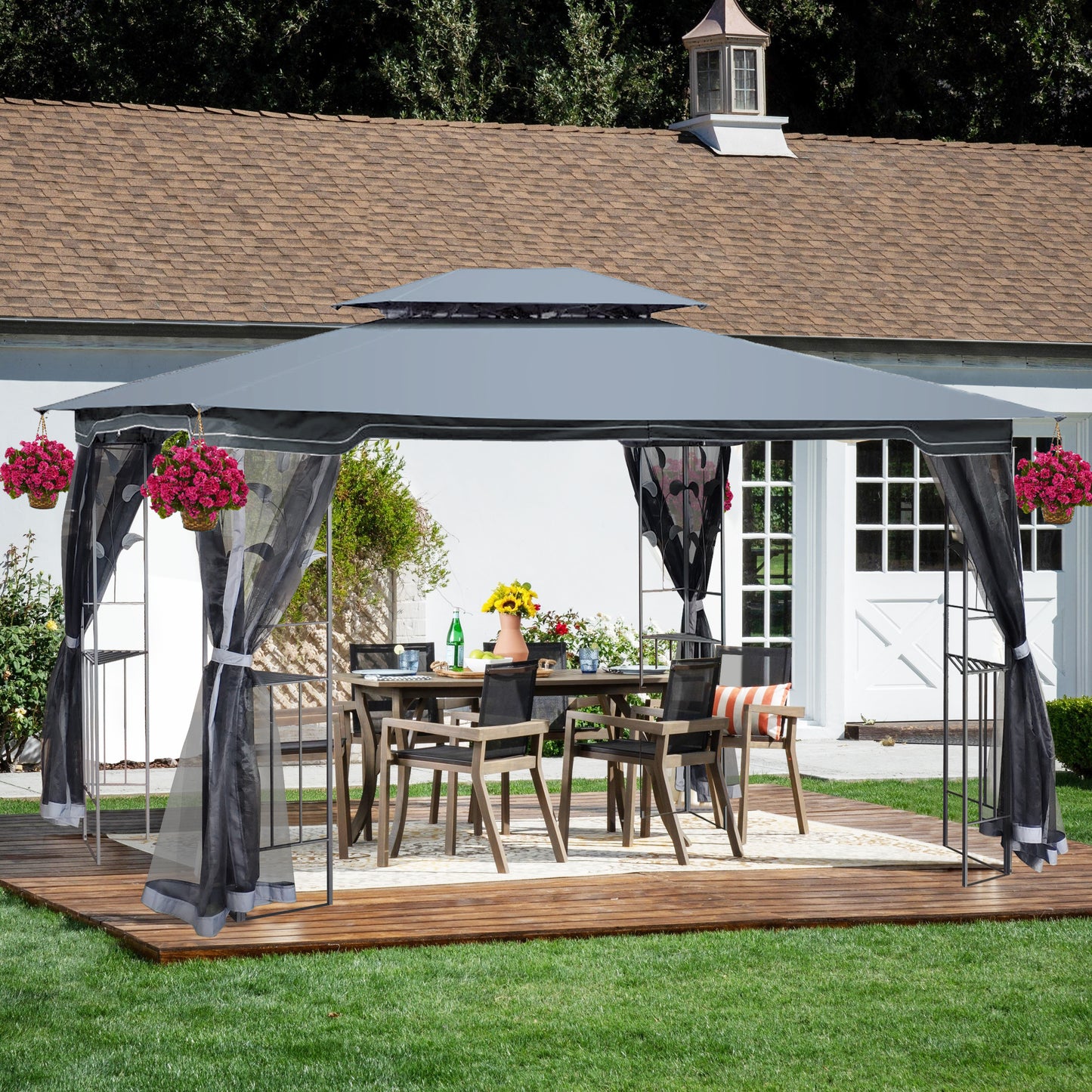 Noo 13 x 10 ft Outdoor Patio Gazebo Canopy Tent - Gray