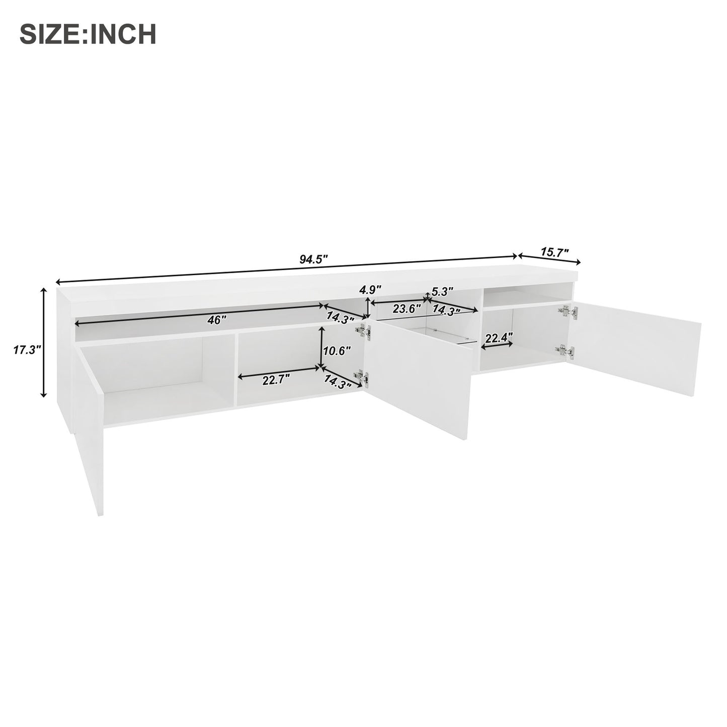 Ritz TV Stand with LED Color Changing Lights - White