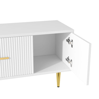 Eden Stylish TV Stand with 5 Champagne Legs - White