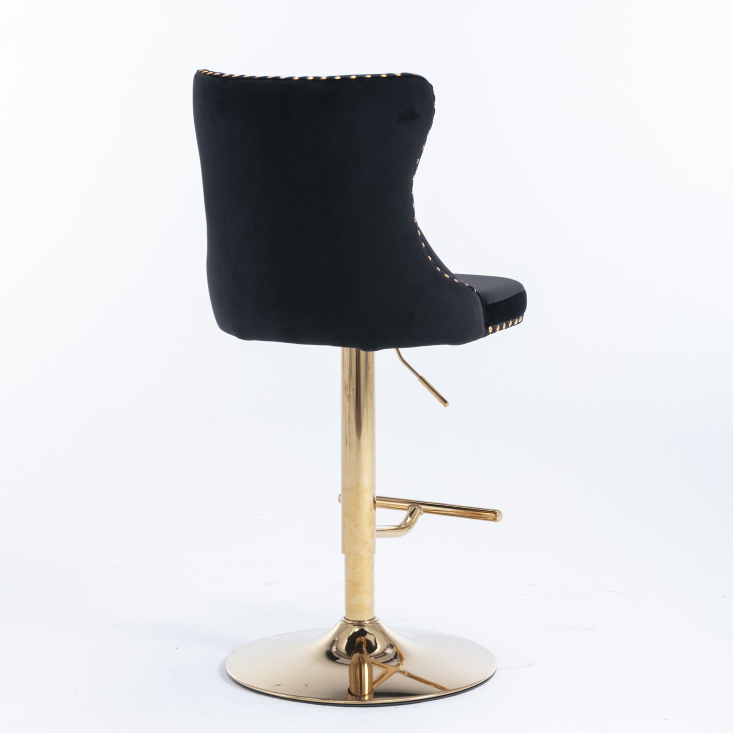 Stellar Golden Swivel Velvet Barstools Adjusatble Height - Black Set of 2