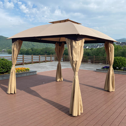 Stacy 10 x 10 ft Outdoor Patio Gazebo Canopy Tent - Khaki