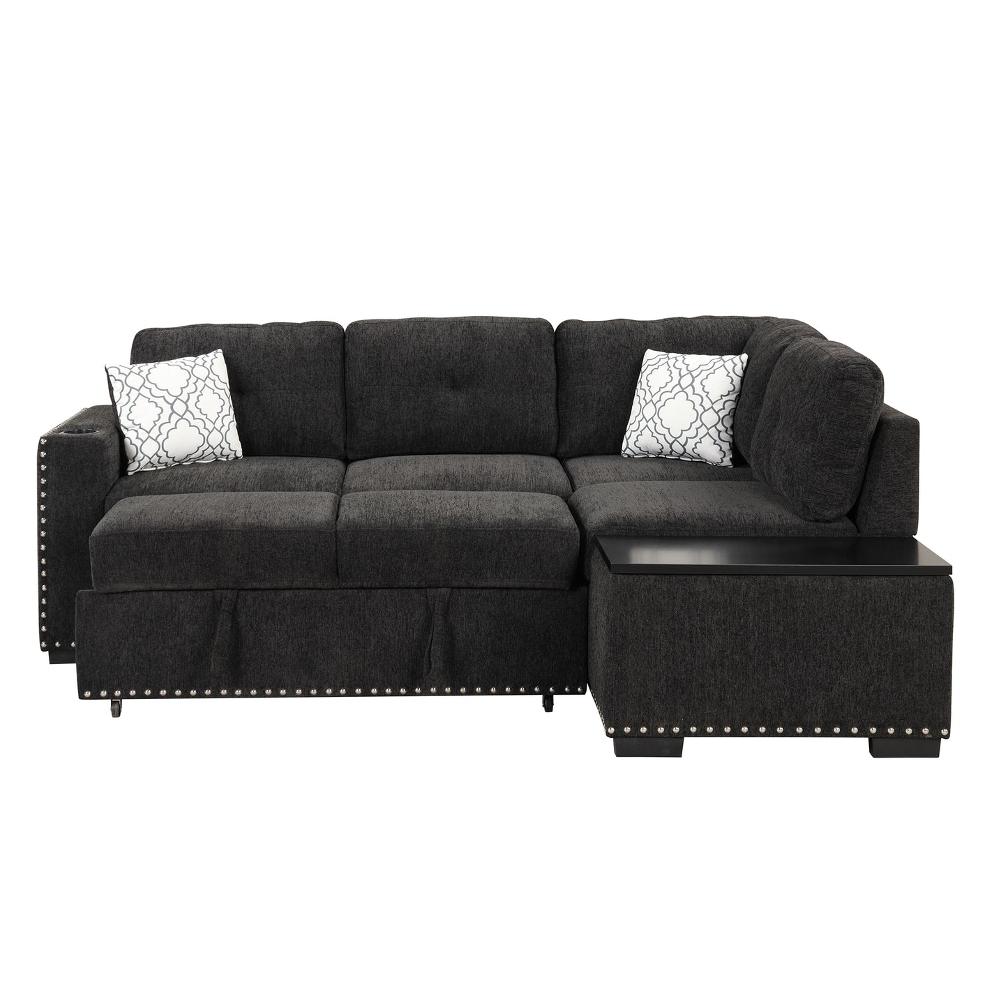 Javier Reversible Sectional Pull-Out Sofa Bed - Black