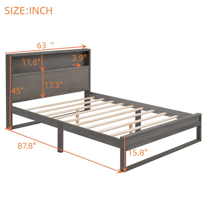 Mora Queen Size Platform Bed Frame with Storage - Gray