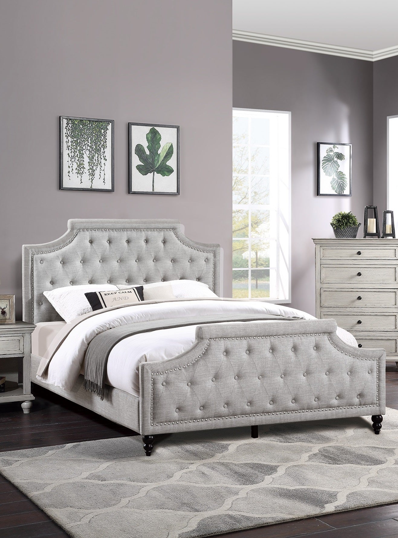 Polyfiber American Traditional Full Size Bed - Gray