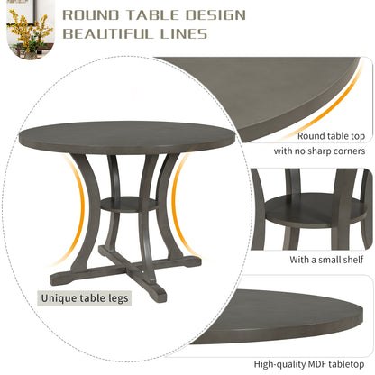 Tristan 5pc Dining Set Round Table 4x Side Chairs - Gray