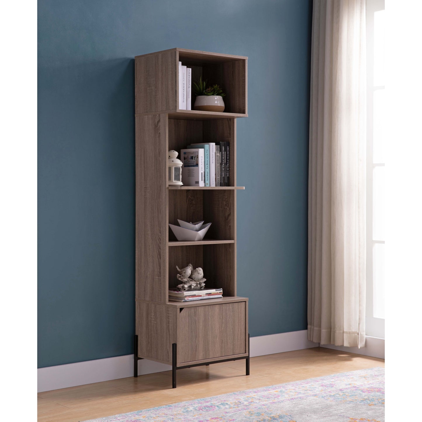 Ora Kitchen Display Storage Cabinet - Dark Taupe