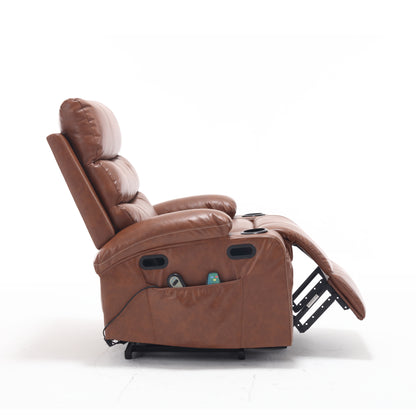 Elias Large Power Lift Recliner Chair with Massage - Brown