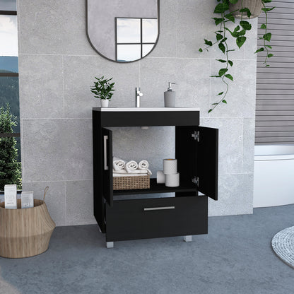 2-Door Rectangle Single Bathroom Vanity - Black