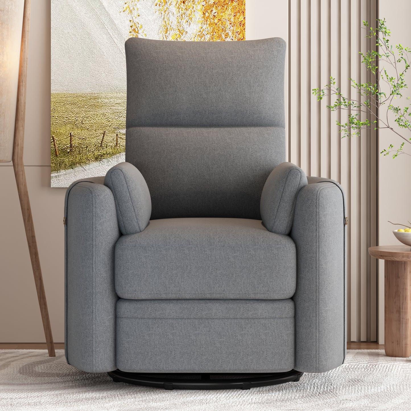 Niki Upholstered Swivel Recliner - Dark Grey