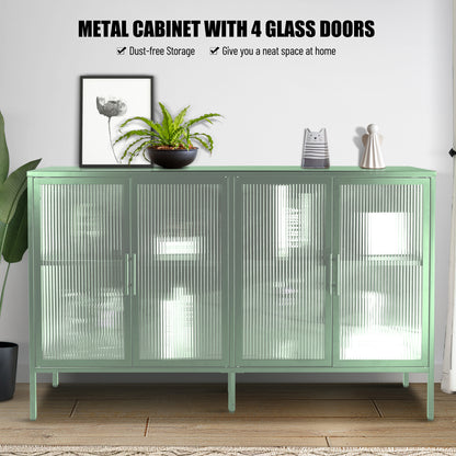 Nera Tempered Glass Credenza - Mint Green