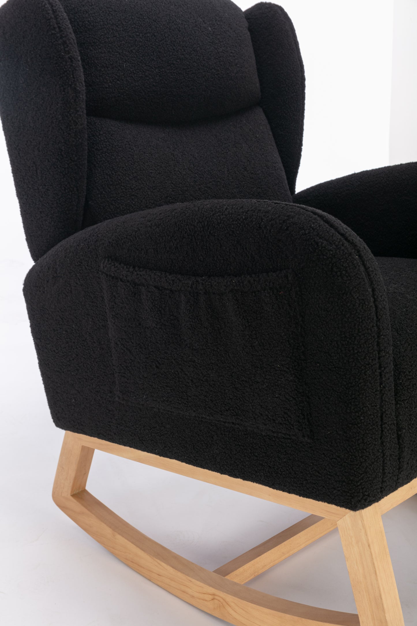 Nadia Teddy Fabric Rocking Chair - Black