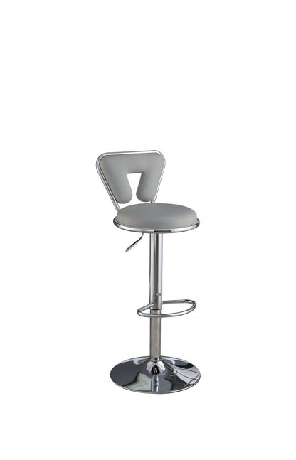 Vita Adjustable Bar stool  Faux Leather Chrome Base - Gray  Set of 2