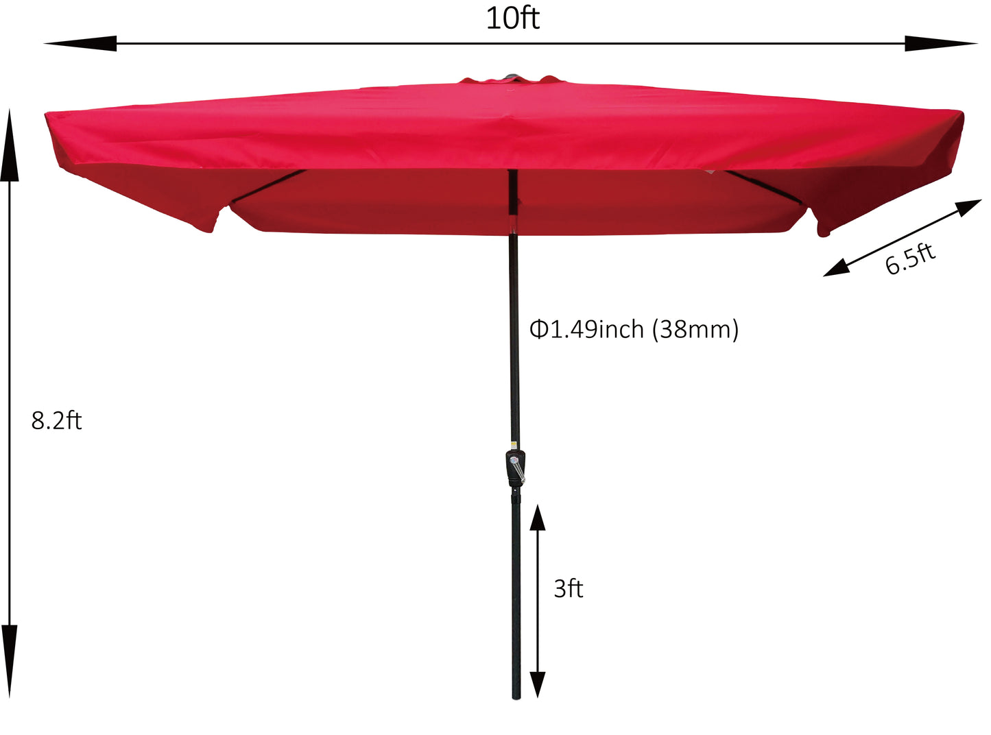 Benno 10 x 6.5 ft Rectangular Patio Umbrella - Red