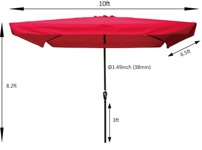 Benno 10 x 6.5 ft Rectangular Patio Umbrella - Red