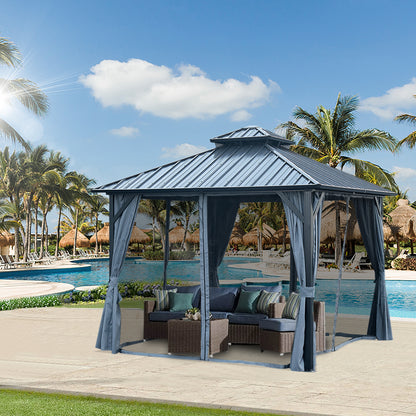 Afix 10 X 10 ft Permanent Hardtop Gazebo Canopy - Gray