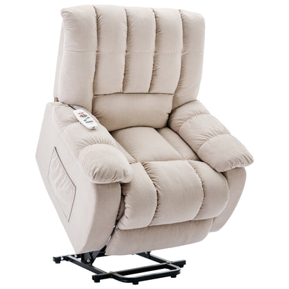 Parsons Power Recliner with Massage Function - Beige