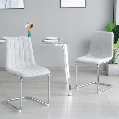 Jayro Fabric Dining Chairs with Metal Leg (Set of 4) - Light Gray