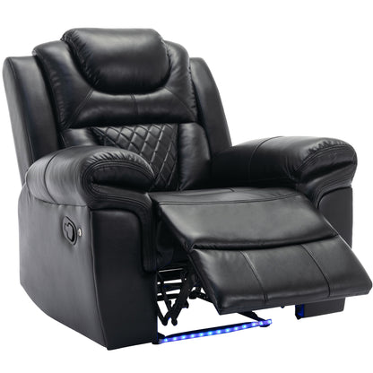 Milo Manual Recliner Chair with LED Light Strip - Black