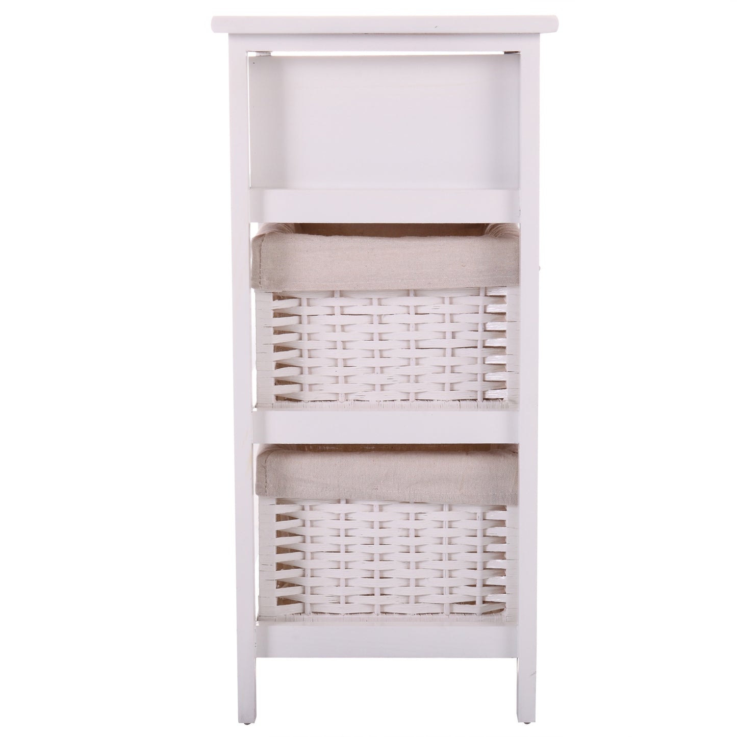 Darin Nightstand with Two Removable Baskets - White