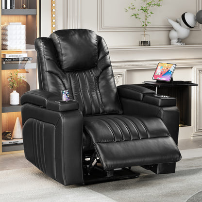 Morris PU Leather Power Recliner - Black